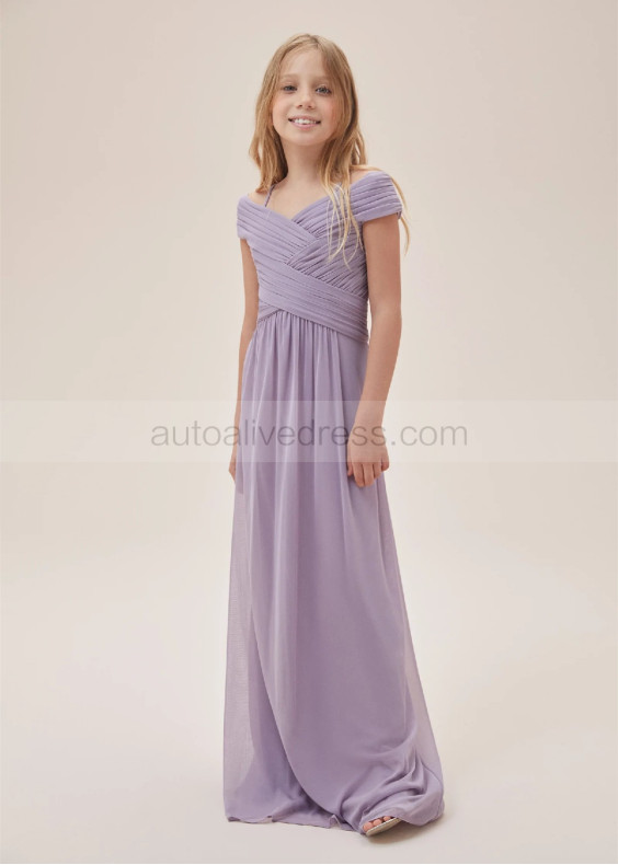 Lavender Haze Ruched Crisscross Chiffon Junior Bridesmaid Dress